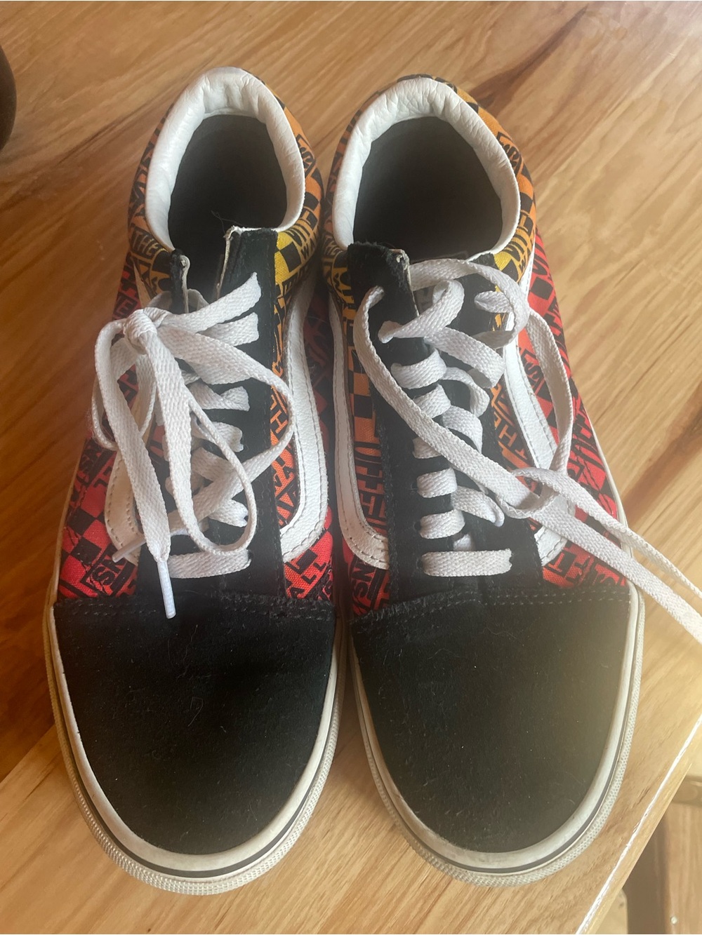 Black, Red, orange & Yellow Low-Top Skate Sneakers